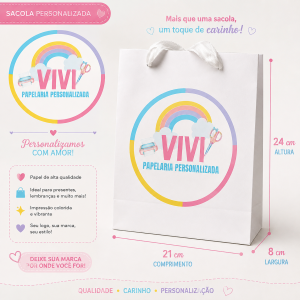 20 Sacolas personalizadas tamanho M (21x24x8)